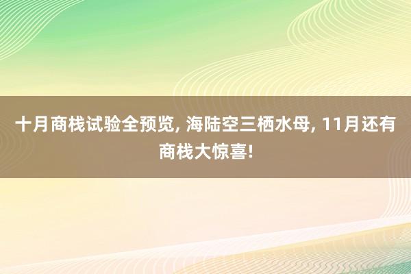 十月商栈试验全预览, 海陆空三栖水母, 11月还有商栈大惊喜!